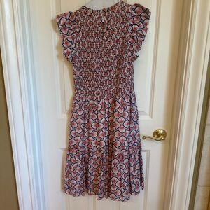 Floral Patterned Dress - Red and Blue